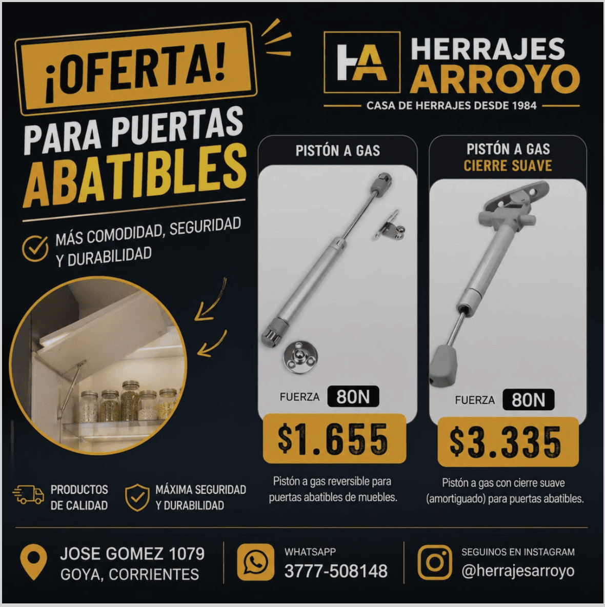 Pistones a Gas para Puertas Abatibles