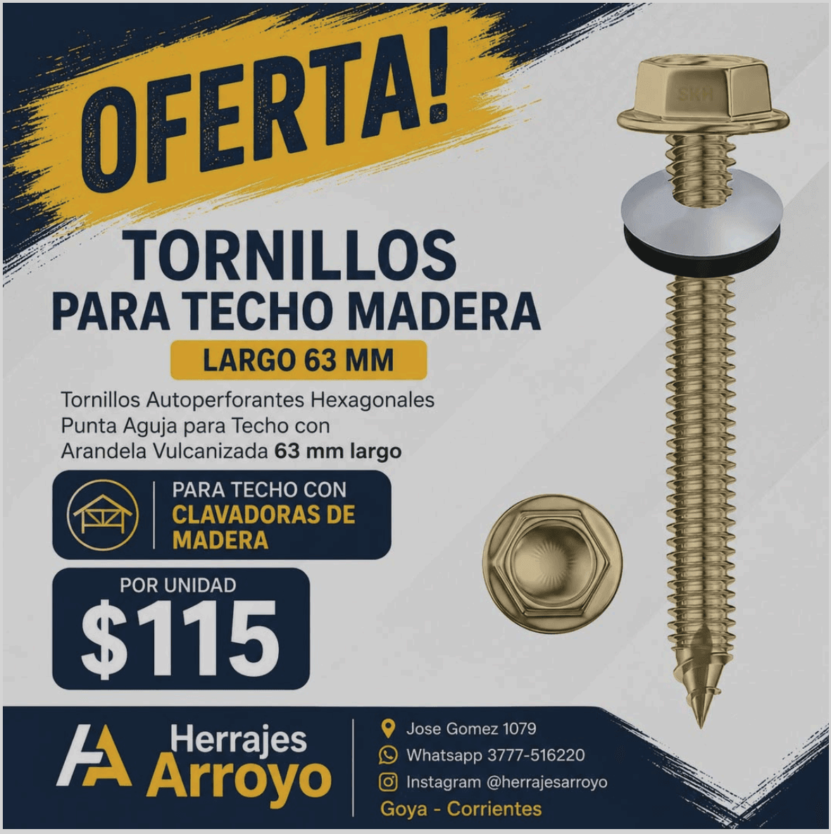 Tornillos para Techo Madera