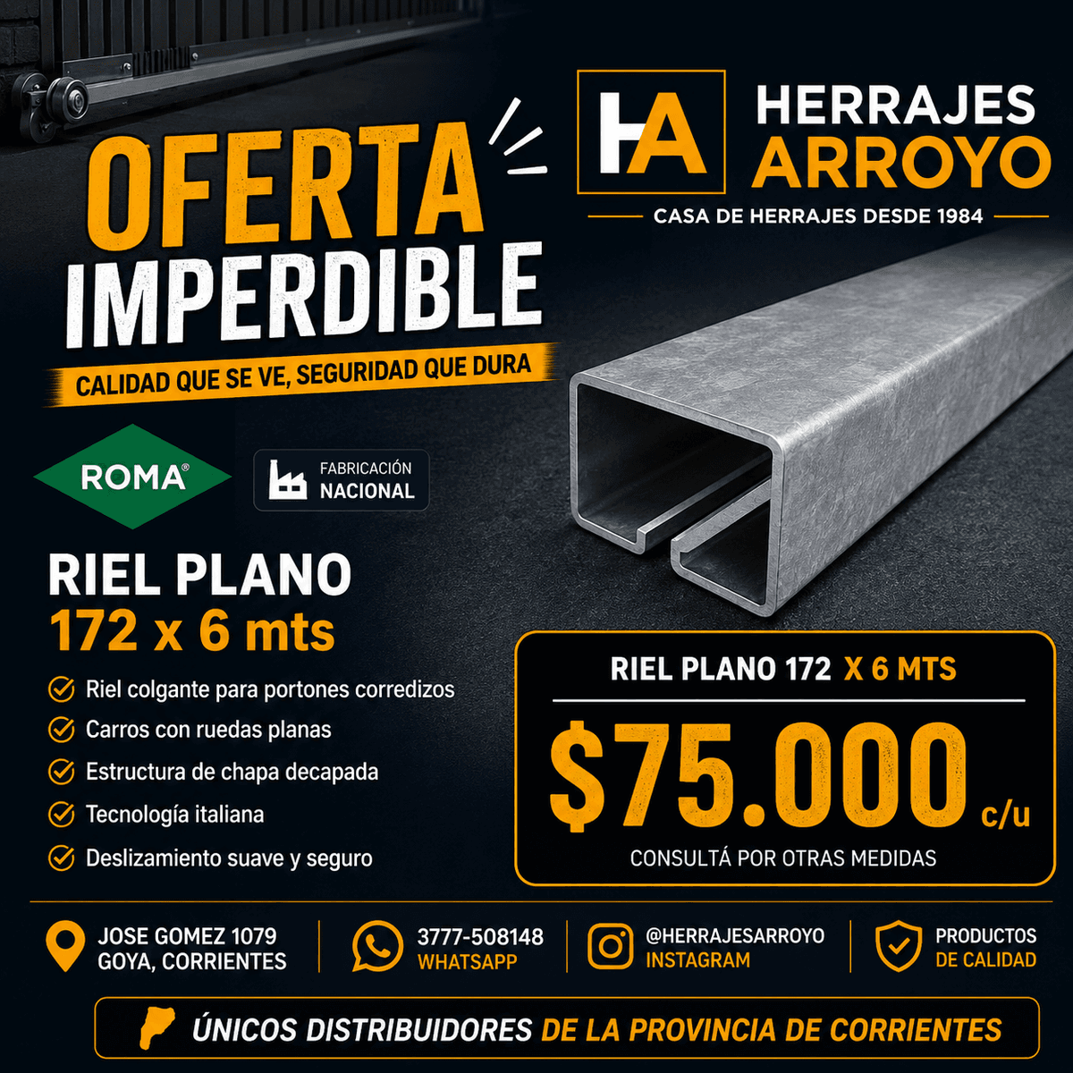 Riel Plano Roma 172 × 6m — $75.000